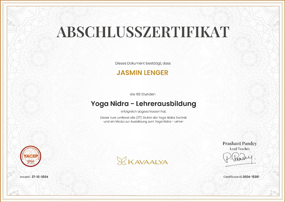 Yoga Nidra Lehrerin YACEP